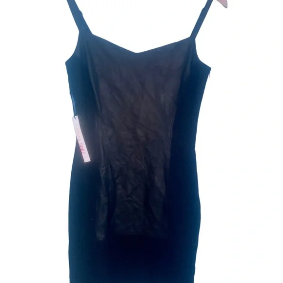 Susana Monaco Black Wool and Genuine Leather Dress NWT Size 4